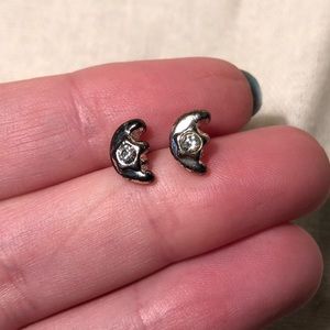 Silver moon + star studs